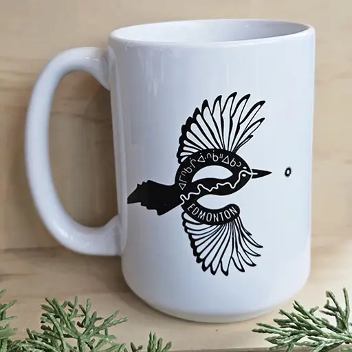 edmonton mug with magpie
